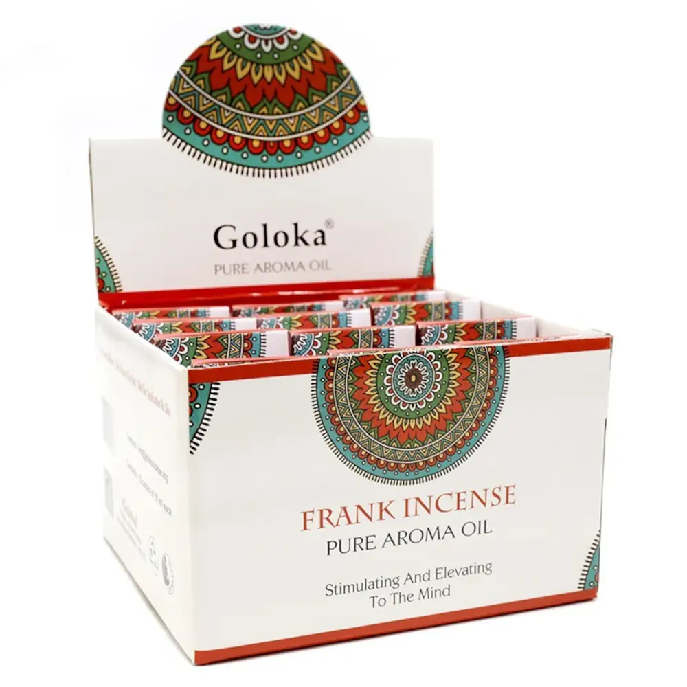 EXPOSITOR DE 12 ESENCIAS GOLOKA 10ML FRANK INCIENSE
