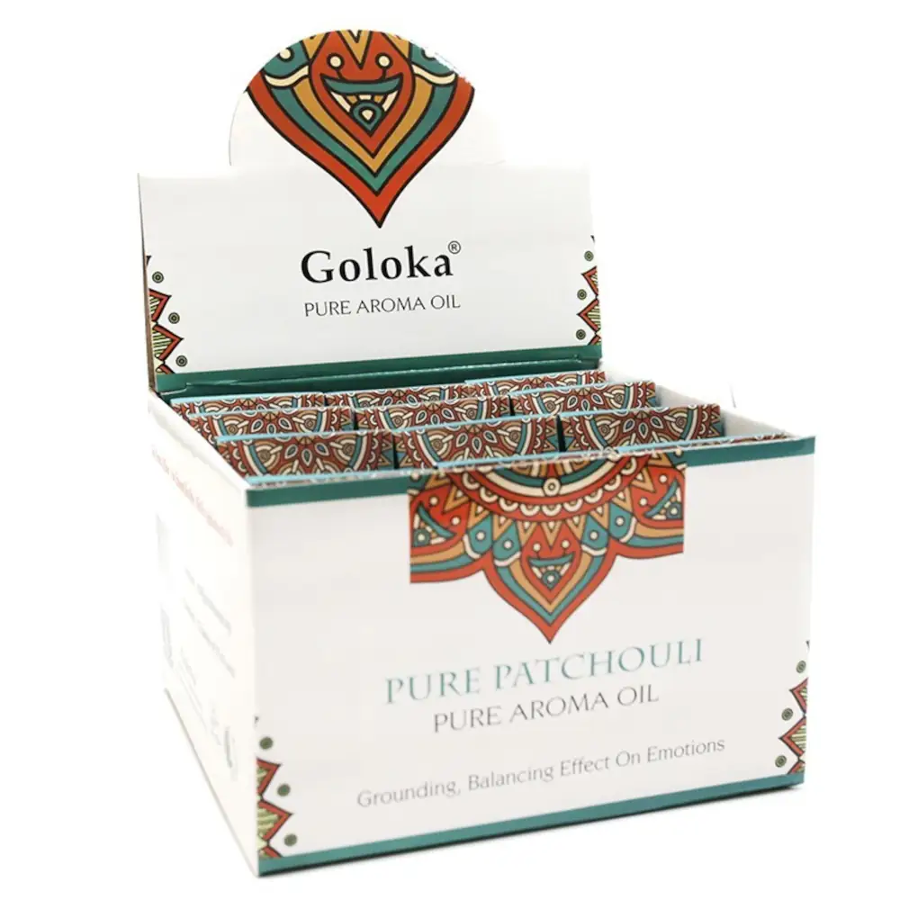 EXPOSITOR DE 12 ESENCIAS GOLOKA 10ML PACHOULI