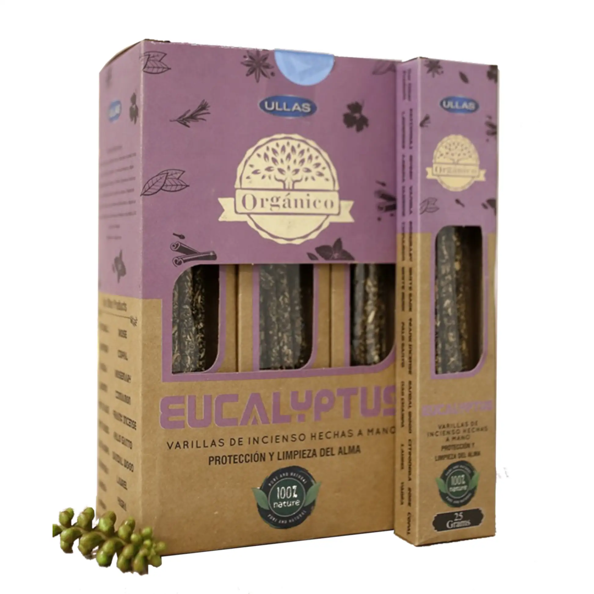 INCIENSO ORGÁNICO EUCALIPTO ULLAS 25GR CAJA DE 12 UNIDADES