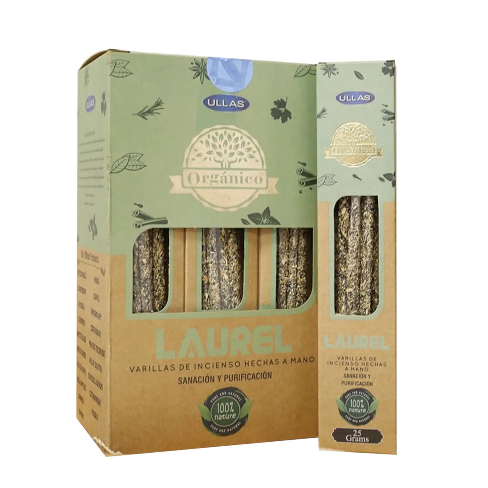INCIENSO ORGÁNICO LAUREL ULLAS 25GR CAJA DE 12 UNIDADES
