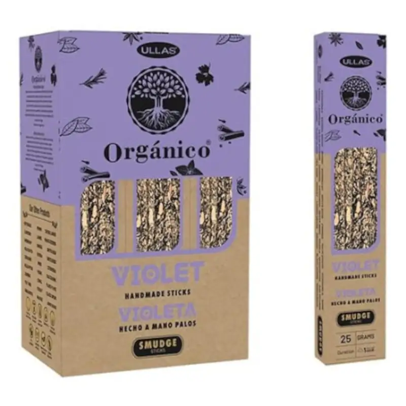 INCIENSO ORGÁNICO VIOLETA ULLAS 25GR CAJA DE 12 UNIDADES
