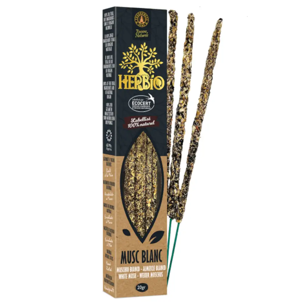 Incienso Smudge Ecocert Herbio Almizcle Blanco