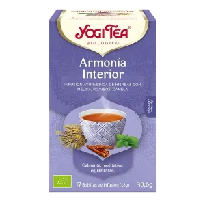 Infusión Yogi Tea Armonía Interior Infusión Ayurvédica de Hierbas con Melisa, Rooibos y Canela.