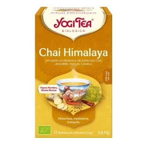 Infusión Yogi Tea Chai Himalaya Infusión Ayurvédica de Especias con jengibre, hinojo y canela.