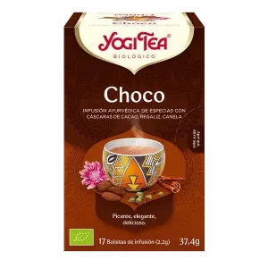 Infusión Yogi Tea Choco Infusión Ayurvédica de especias con cáscaras de cacao, regaliz y canela.
