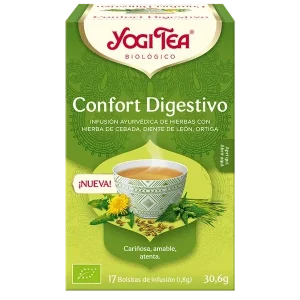 Infusión Yogitea Confort Digestivo Infusión ayurvédica de hierbas con hierba de cebada, diente de león y ortiga.