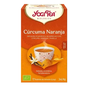 Infusión Yogi Tea Cúrcuma Naranja Infusión Ayurvédica de Especias con Cúrcuma, Naranja y Vainilla.