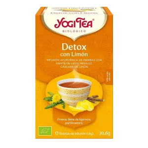 Infusión Yogi Tea Detox con limón Infusión Ayurvédica de Hierbas con Regaliz, Diente de León y Canela.