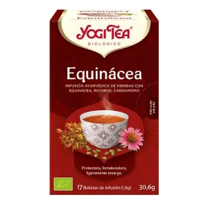 Infusión Yogi Tea Equinácea Infusión Ayurvédica de Hierbas con Equinácea, Rooibos y Cardamomo.