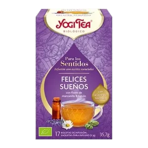 Infusión Yogi Tea Felices Sueños Infusión Ayurvédica de Hierbas con Cáscara de Cacao, Canela, Regaliz, algaroba...