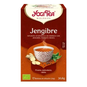 Infusión Yogi Tea Jengibre Infusión Ayurvédica de Hierbas con Jengibre, Pimienta negra.