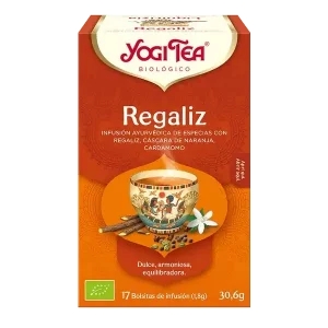 Infusión Yogi Tea Regaliz Infusión Ayurvédica de Especias con Regaliz, Cáscara de Naranja y Cardamomo.
