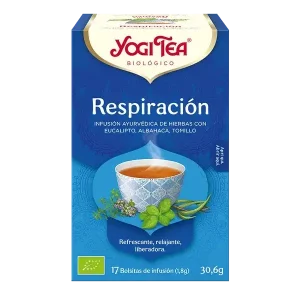 Infusión Yogi Tea Respiración Infusión Ayurvédica de Hierbas con Eucalipto, Albahaca y Tomillo.