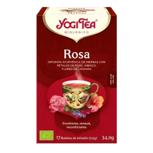 Infusión Yogi Tea Rosa Infusión Ayurvédica de hierbas con pétalos de rosa, hibisco y flores de lavanda