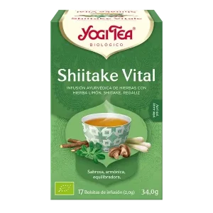 Infusión Yogi Tea Shiitake Vital Infusión Ayurvédica de Hierbas con Hierba Limón, Shiitake y Regaliz.
