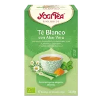 Infusión Yogi Tea Té Blanco con Aloe vera Infusión Ayurvédica de Hierbas con Albahaca, cúrcuma, Flores de Manzanilla.
