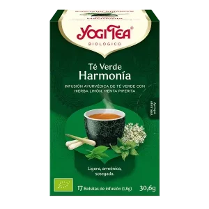 Infusión Yogi Tea Té verde Harmonía Infusión Ayurvédica de Té Verde con hierba limón y menta piperita.