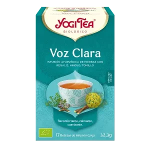 Infusión Yogi Tea Voz Clara Infusión Ayurvédica de Hierbas con Regaliz, Hinojo y Tomillo.
